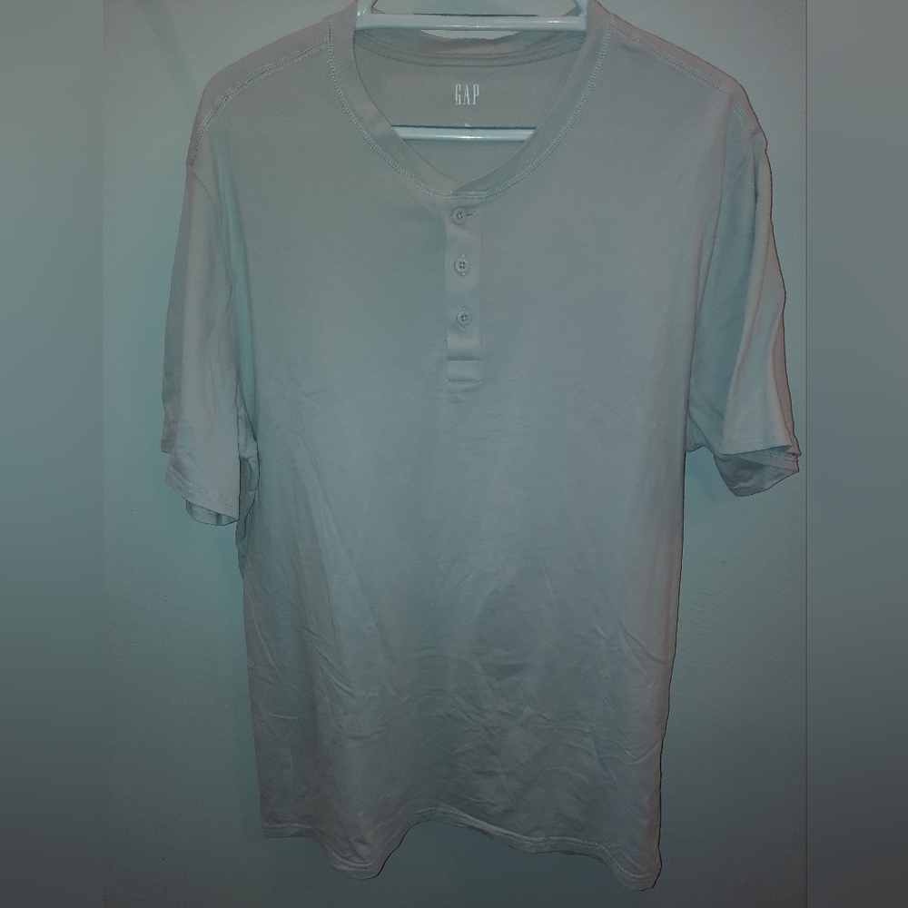 Gap Henley Short Sleeve T-Shirt Light Gray XL NWOT Super Soft